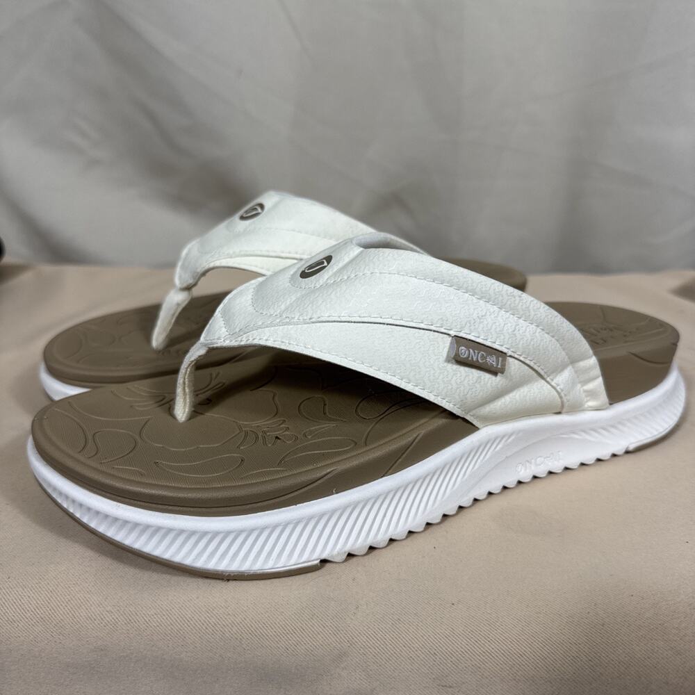 ONCAI Ortho Cushion Sandals Women’s 12 White Tan Arch Support Comfort Recovery